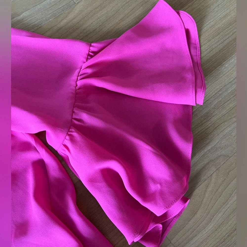 INC International Concepts Fuchsia Blouse with Ruffled Sleeves Size L - Picture 9 of 9